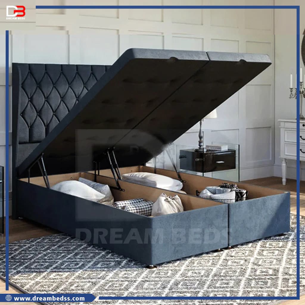 Buckingham Ottoman Bed Set with Winged Floor Standing Headboard